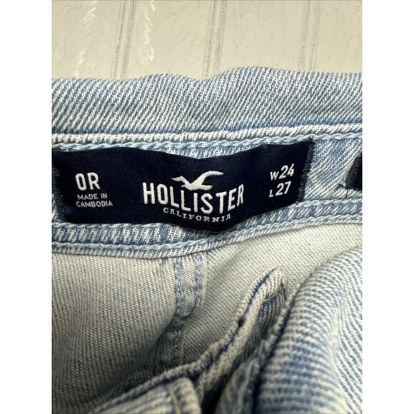 Hollister Size 0 Womens Jeans Ultra High Rise Mom Stretch Light Wash - Picture 3 of 6